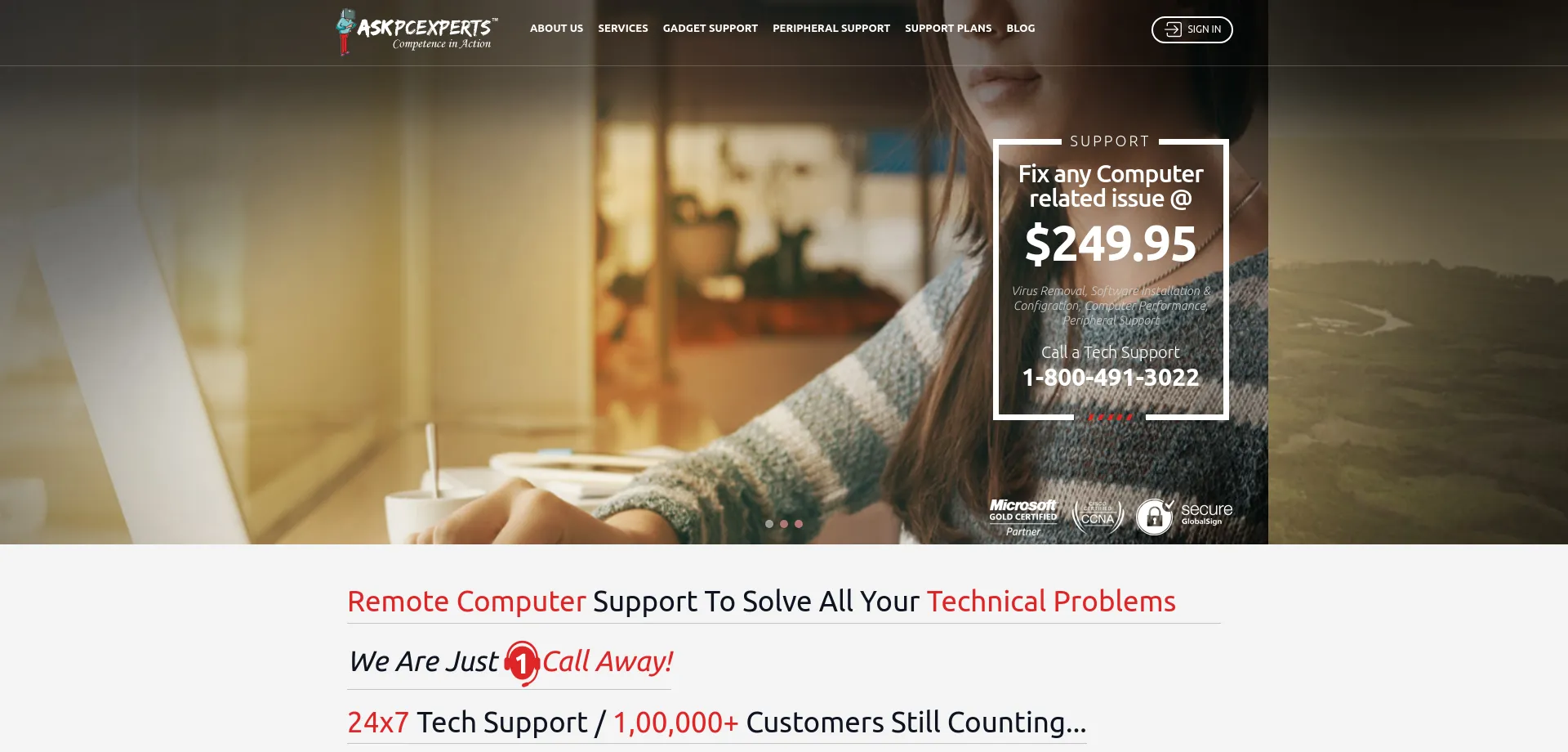 Website screenshot of Askpcexperts.com