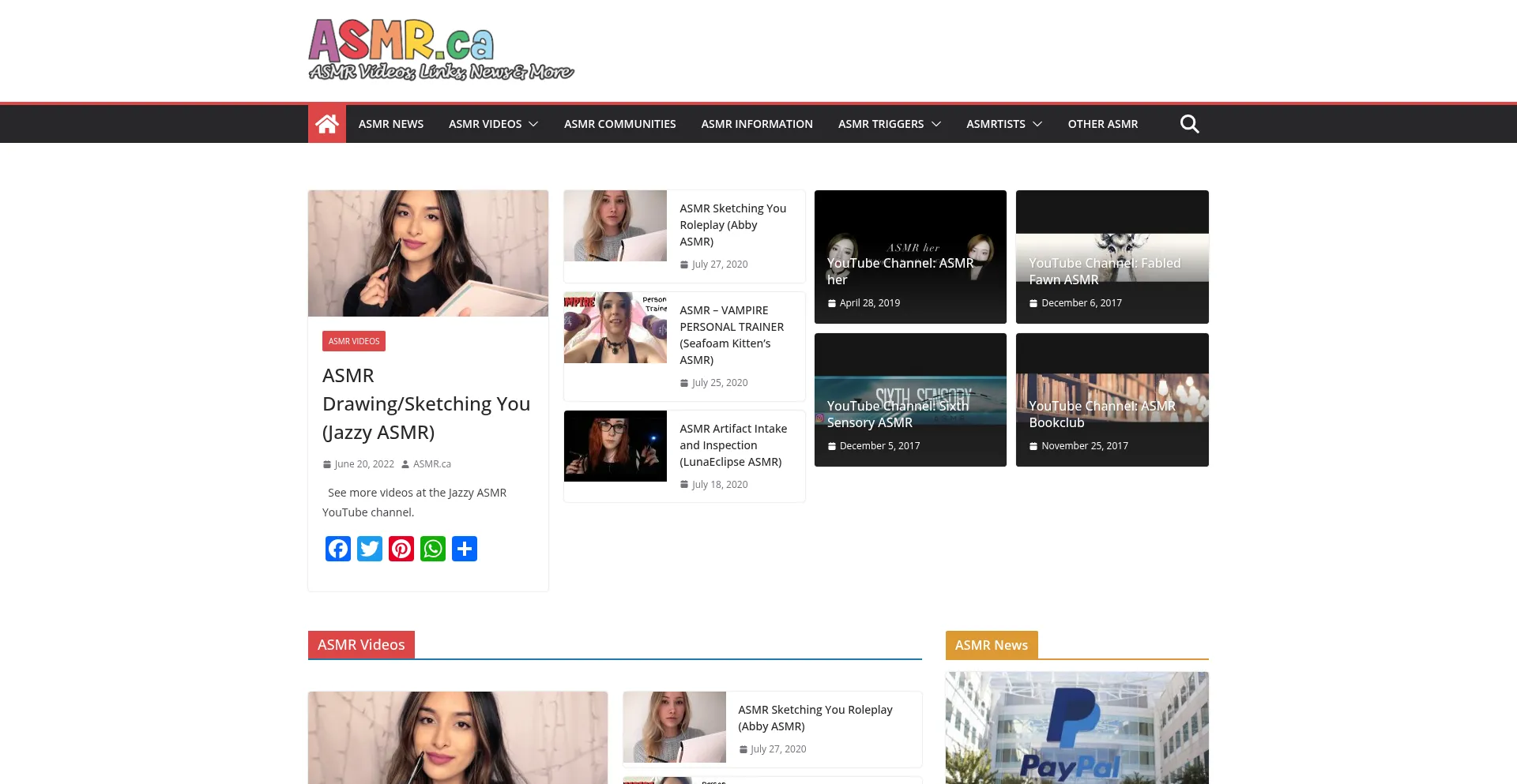 Website screenshot of Asmr.ca