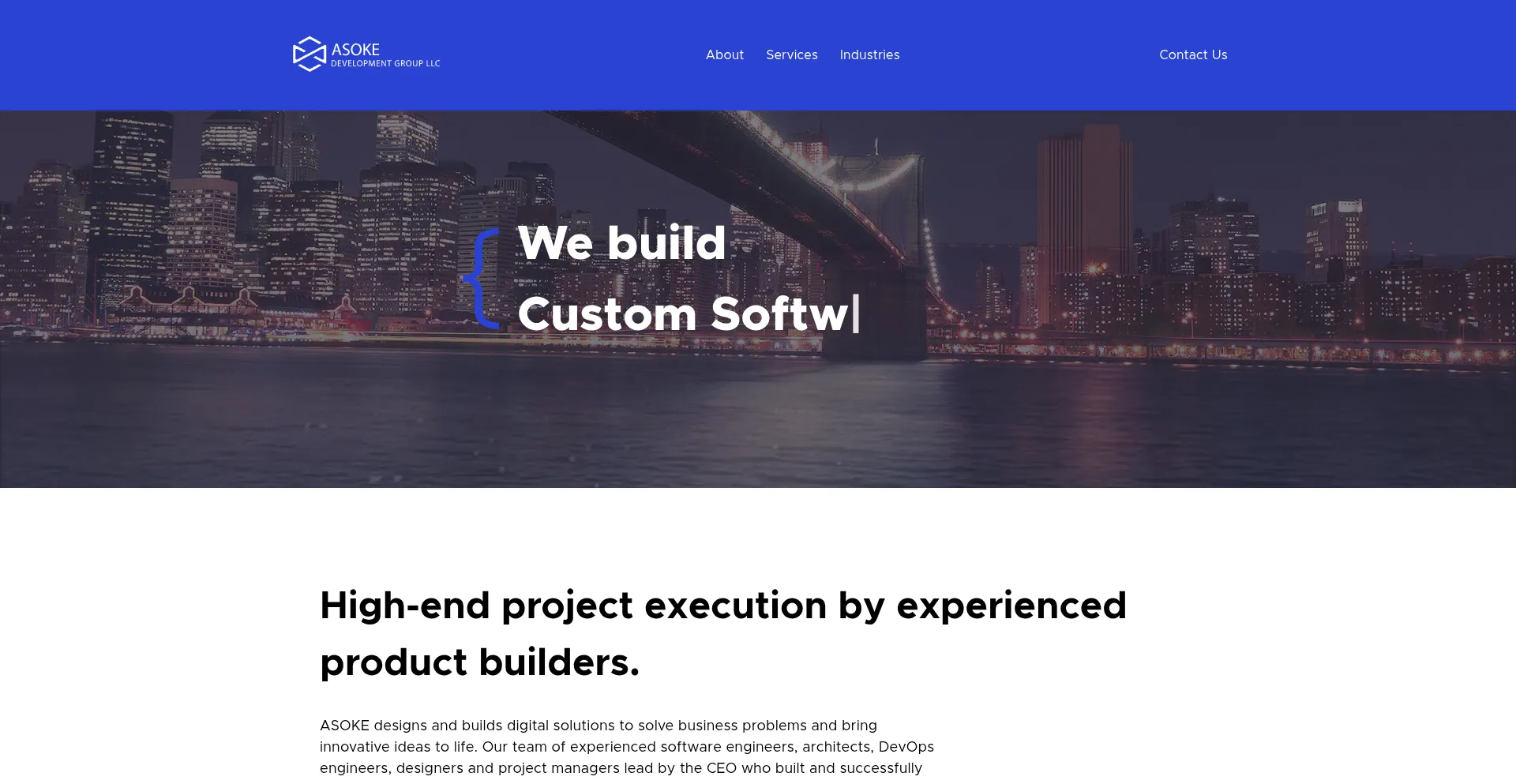 Website screenshot of Asokedevelopment.com