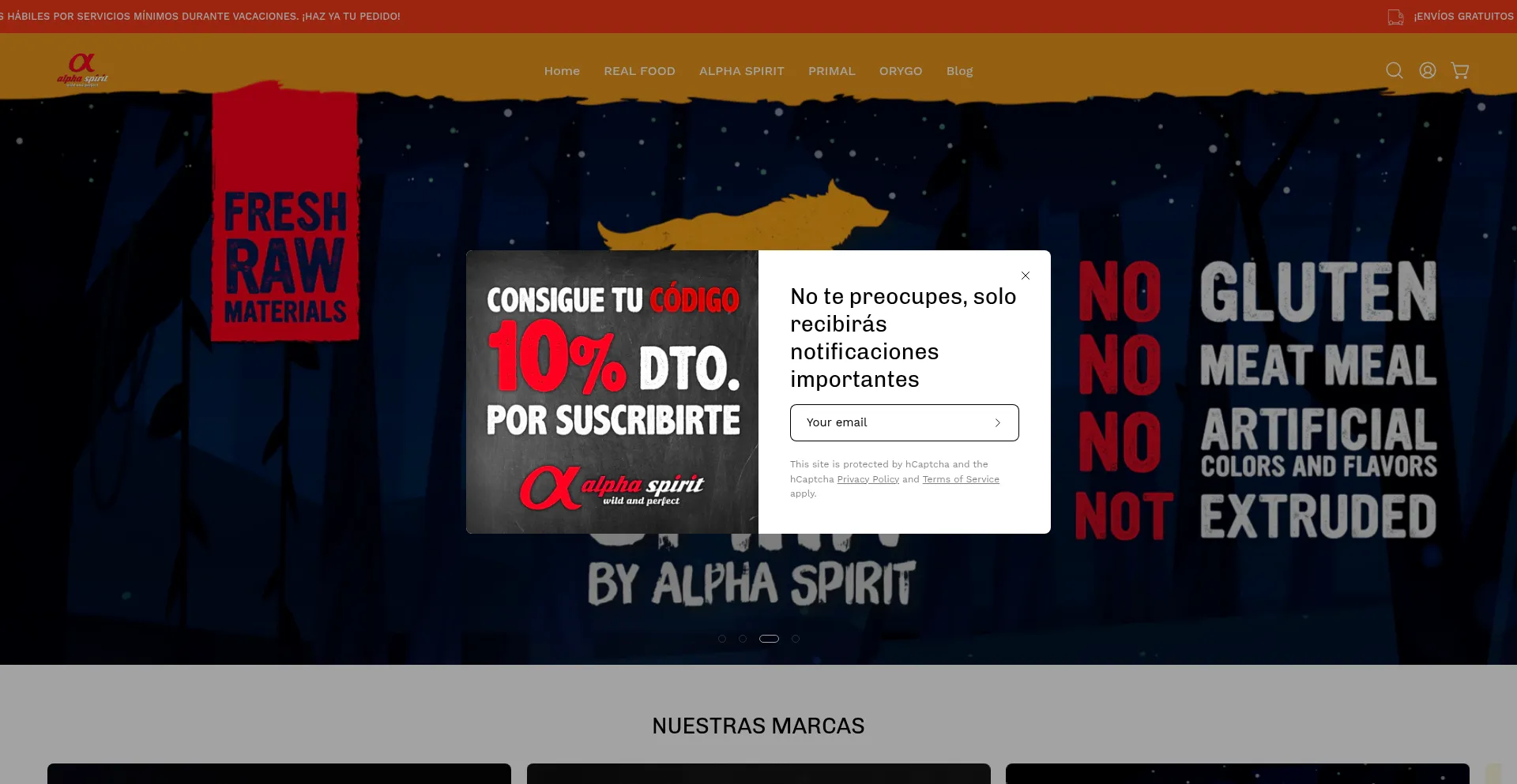 Website screenshot of Aspiritpetfood.store