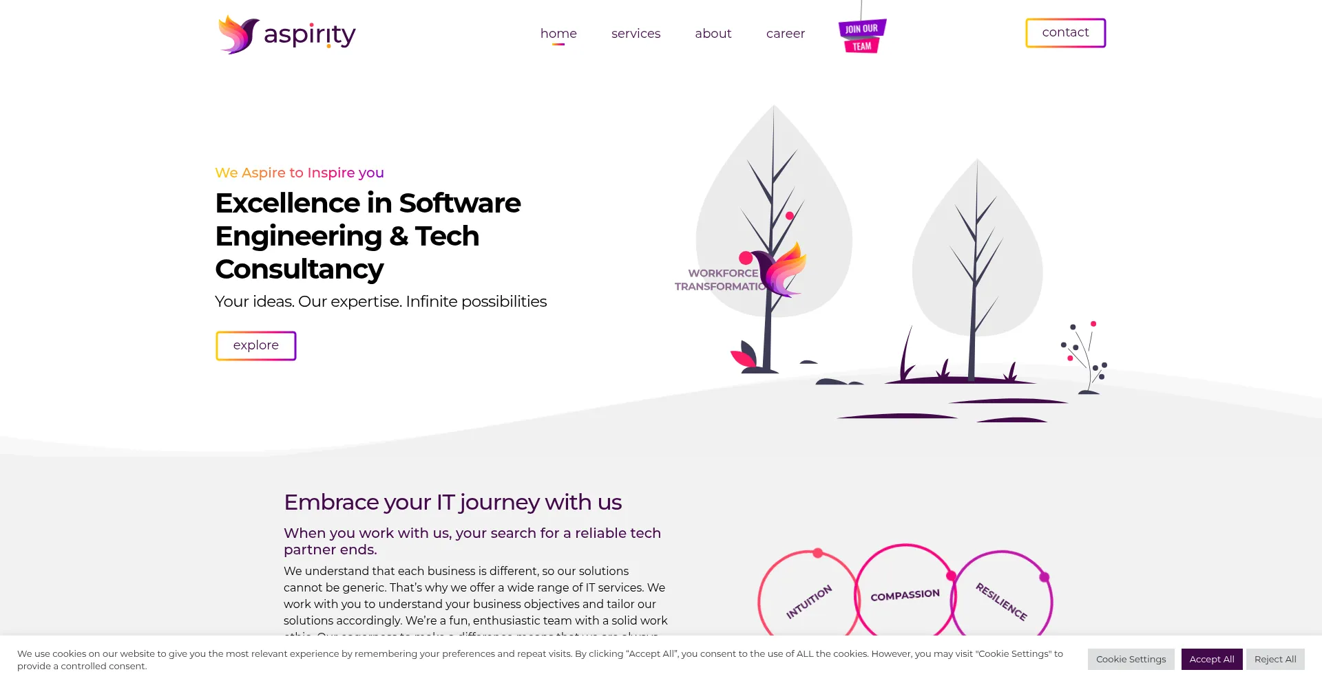 Website screenshot of Aspiritytech.com