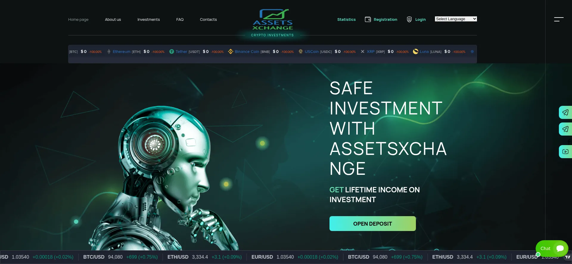 Website screenshot of Assetxchangee.com