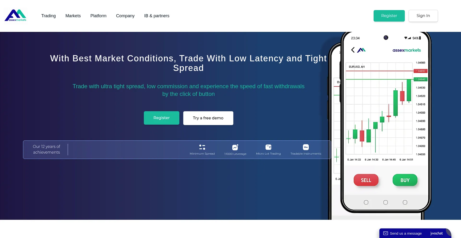 Website screenshot of Assexmarkets.com