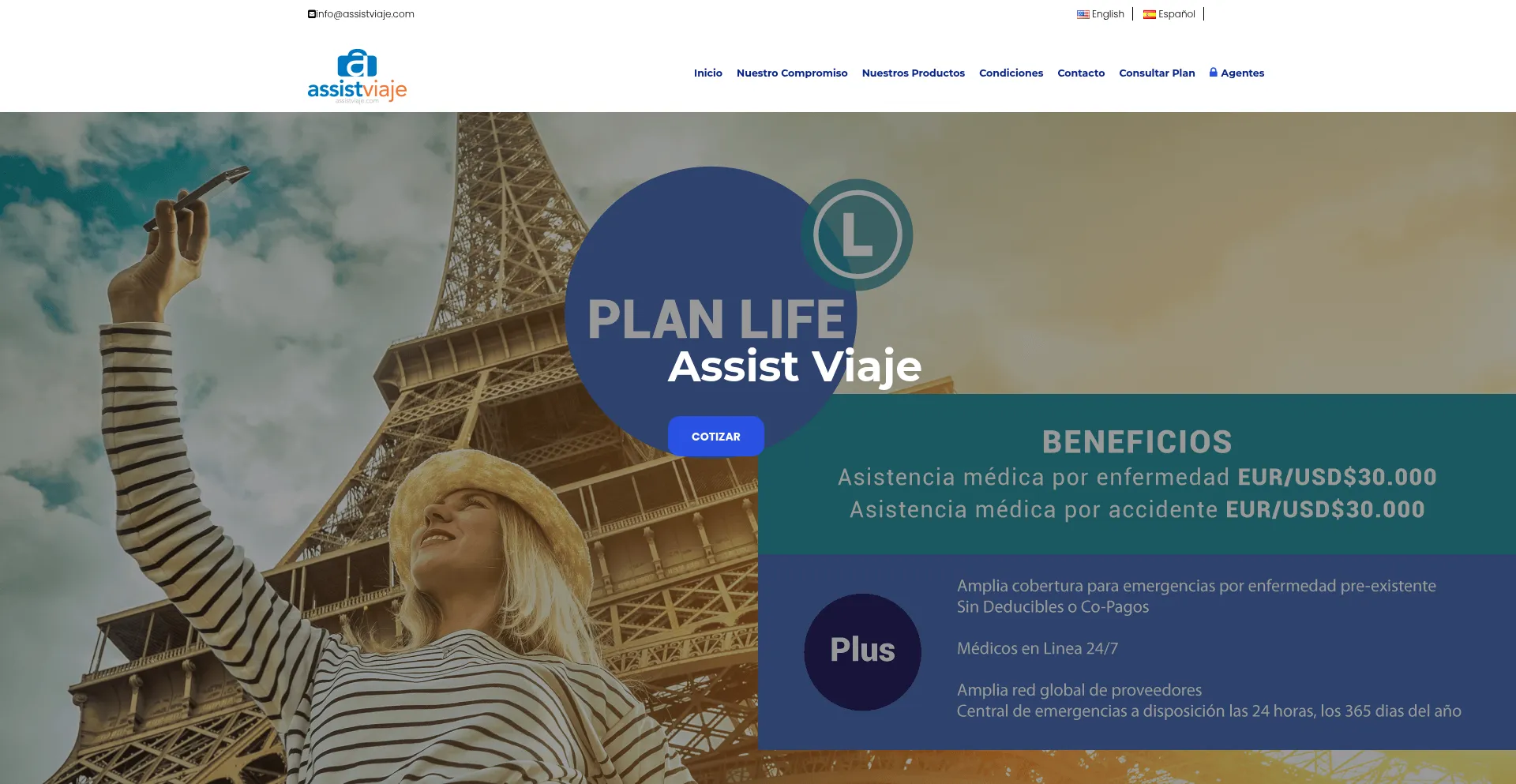 Website screenshot of Assistviaje.com
