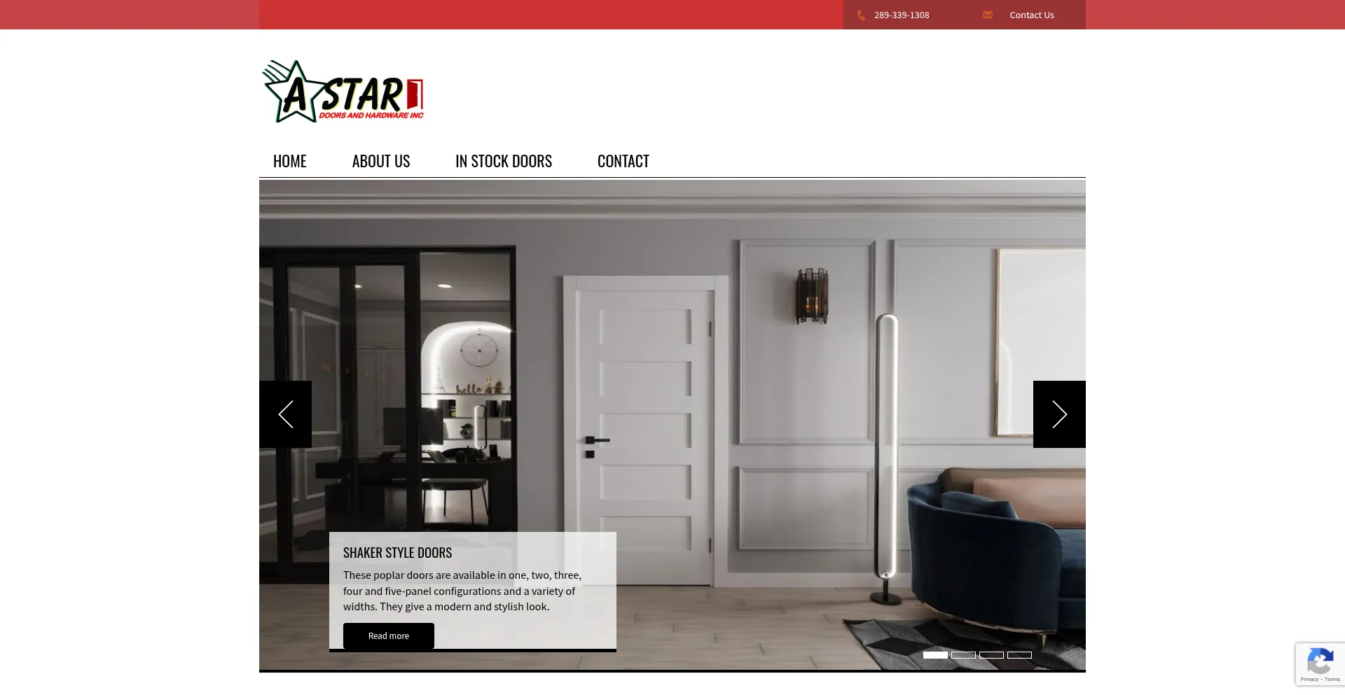 Website screenshot of Astardoors.ca