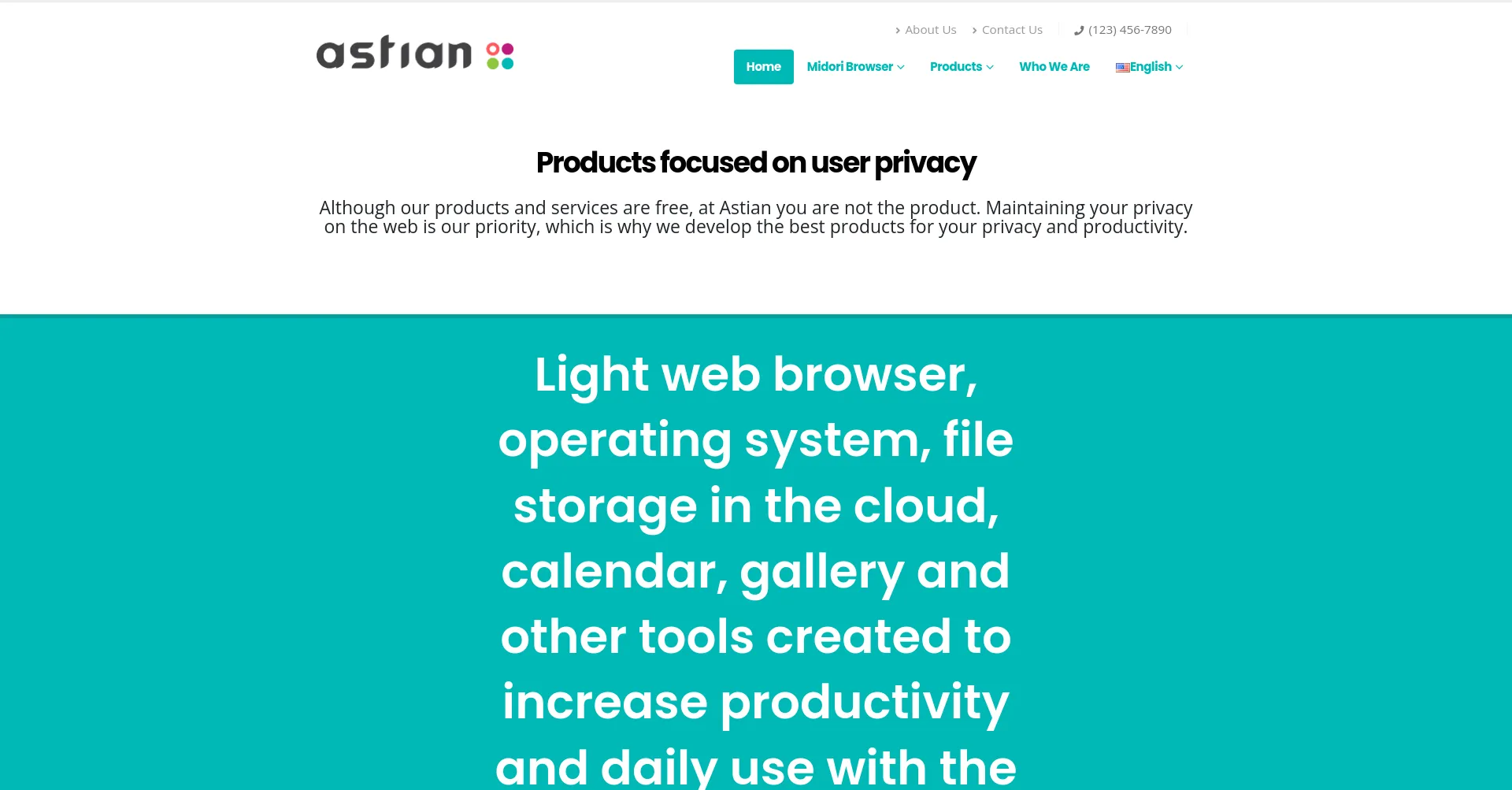 Website screenshot of Astian.org
