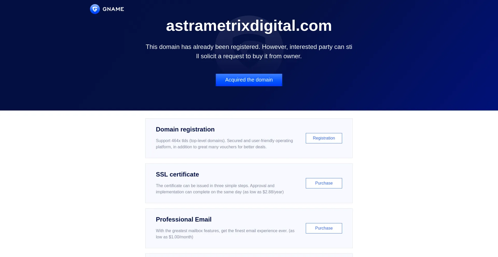 Website screenshot of Astrametrixdigital.com