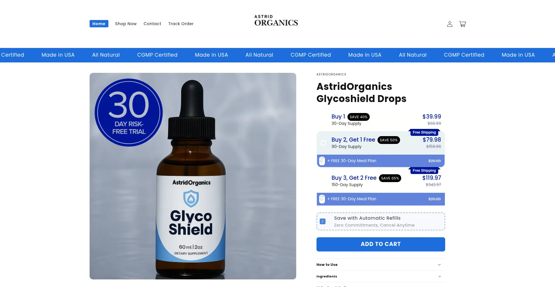 Astridorganics.com Screenshot