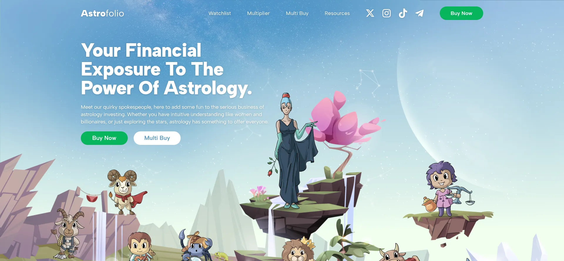 Website screenshot of Astrofolio.xyz