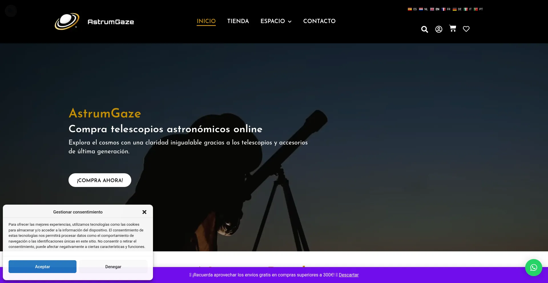 Website screenshot of Astrumgaze.com