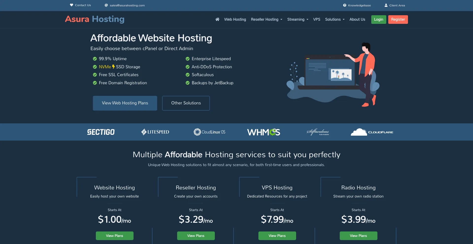 Website screenshot of Asurahosting.com