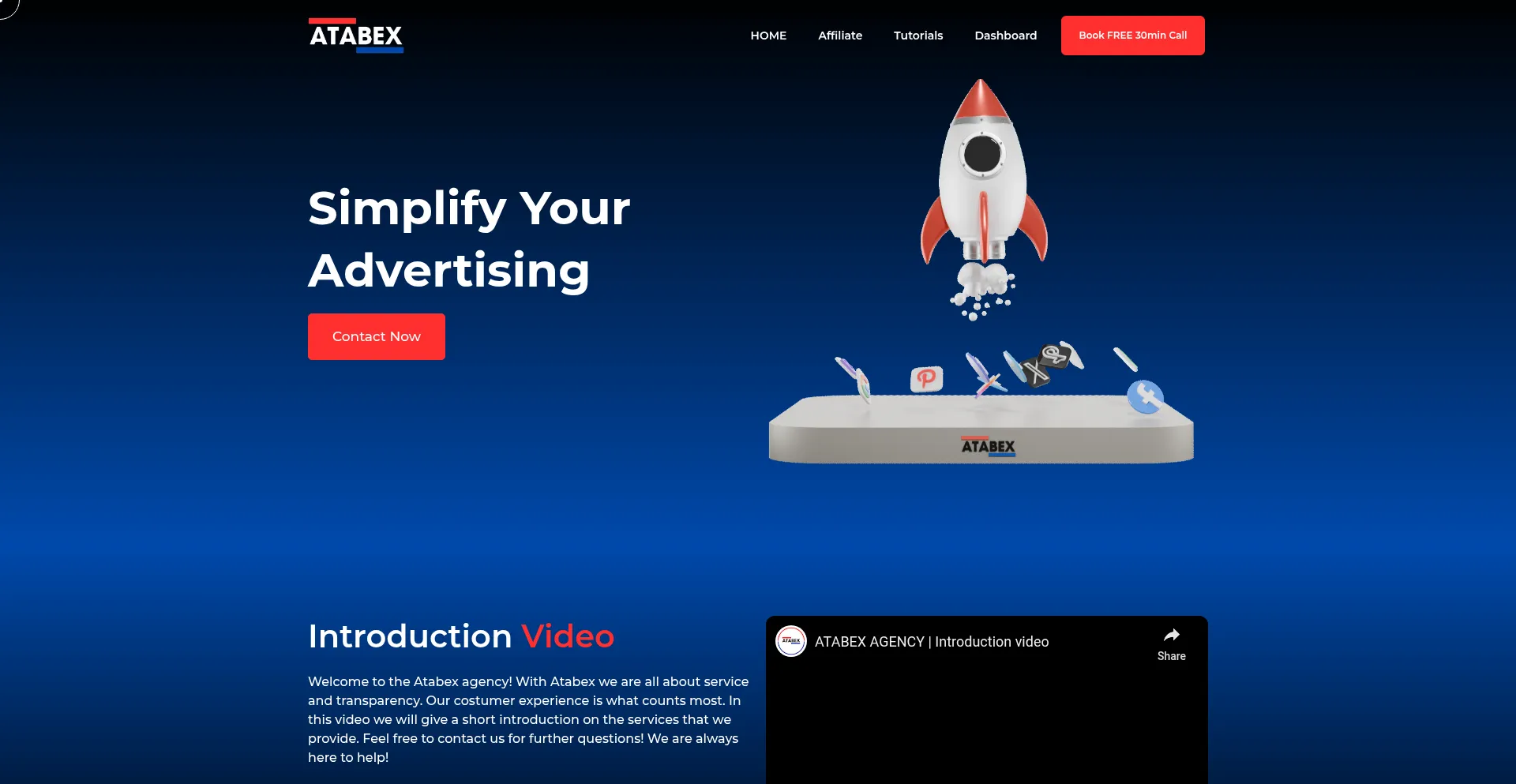 Website screenshot of Atabex.agency