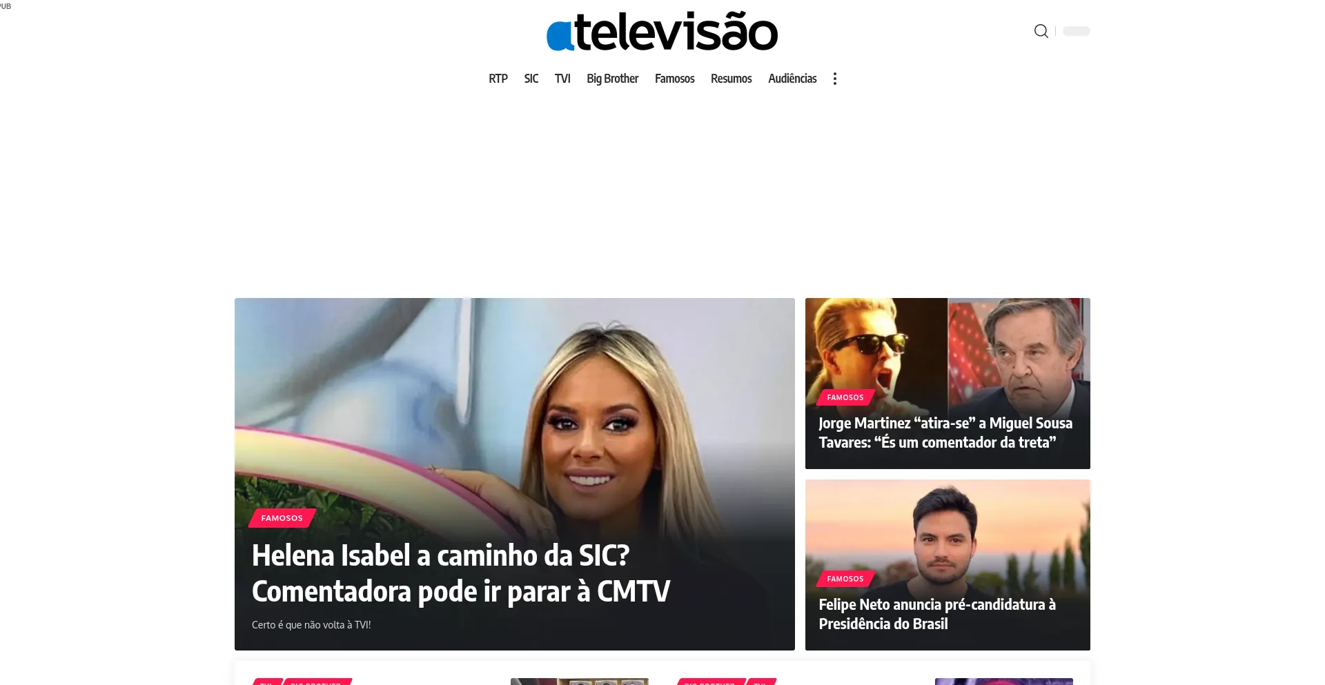 Website screenshot of Atelevisao.com