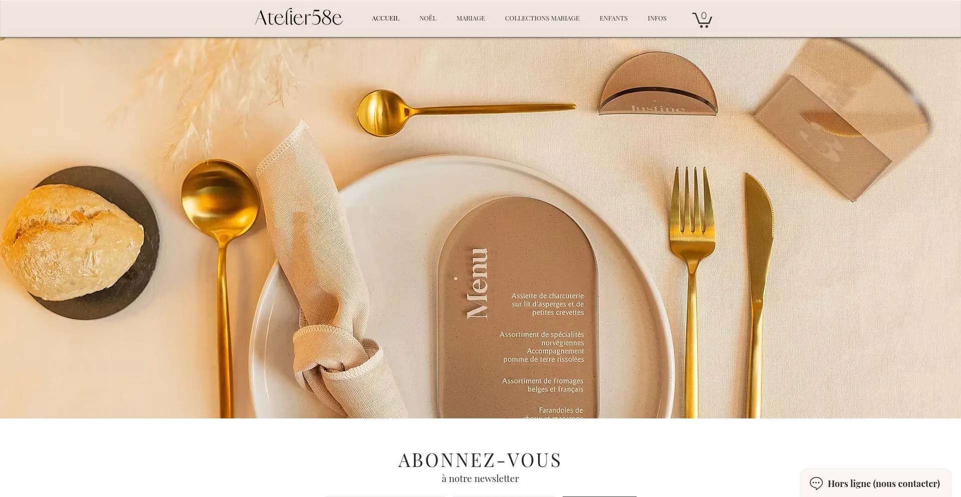 Website screenshot of Atelier58e.com