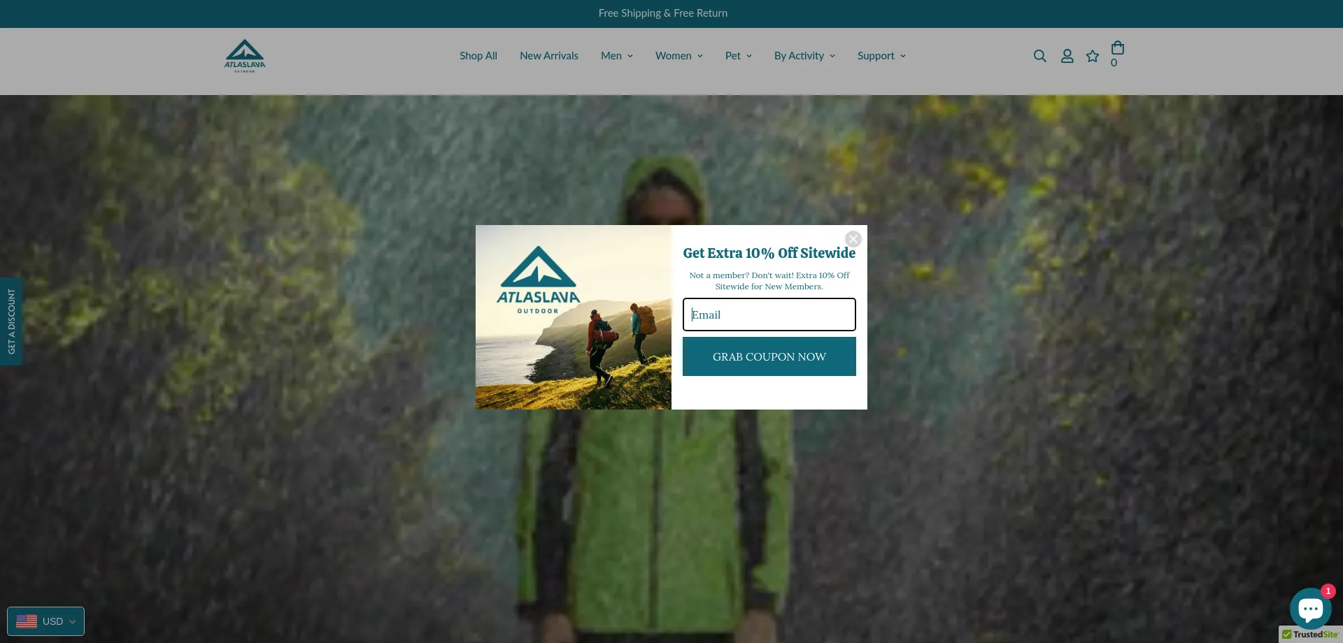 Website screenshot of Atlaslava.com