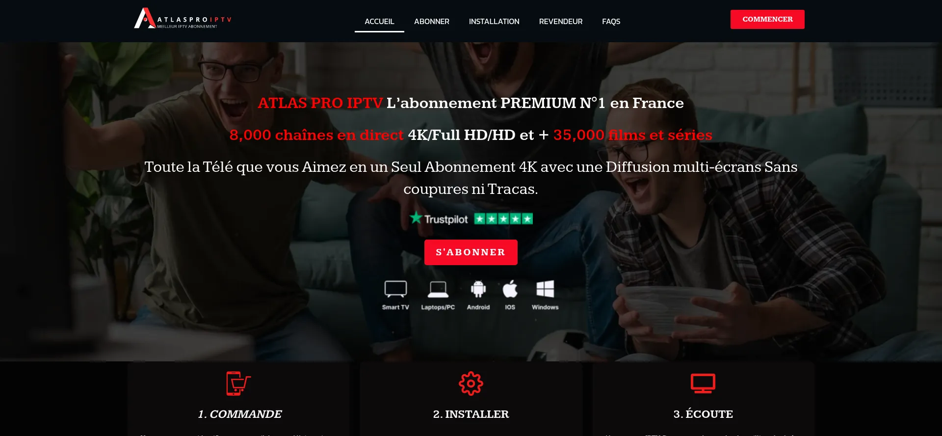 Website screenshot of Atlasproiptv.org