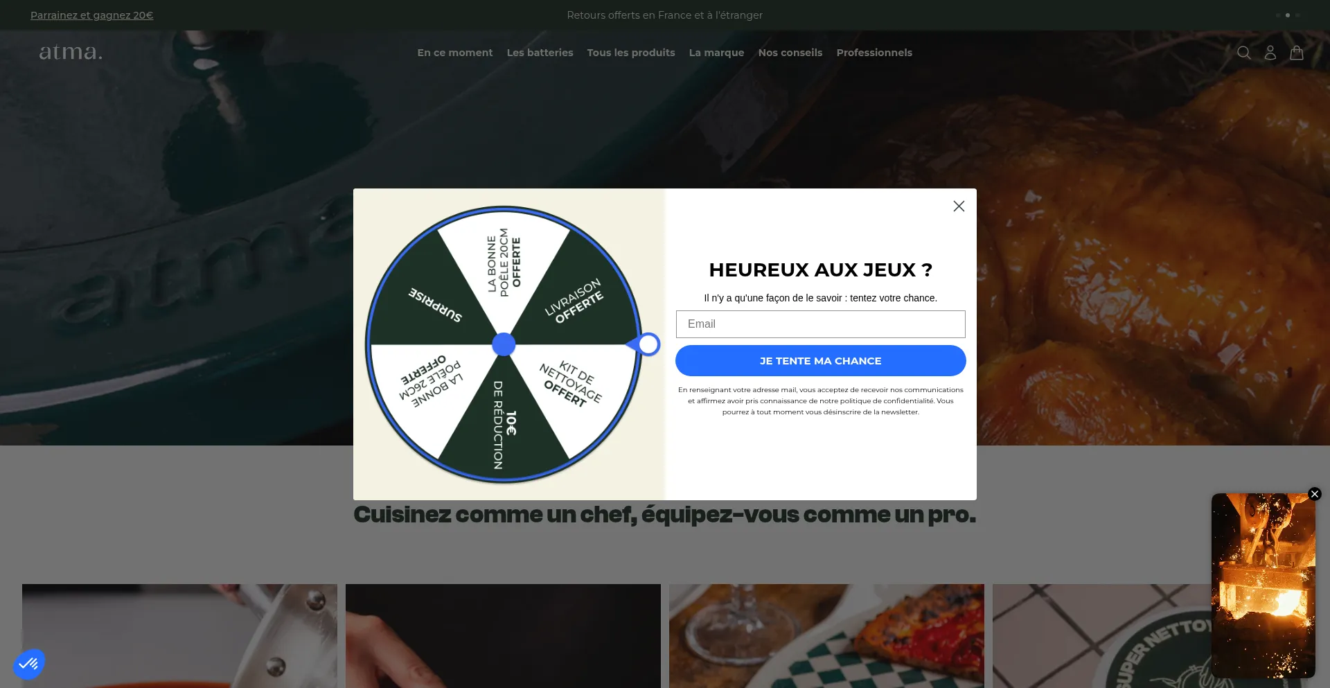 Website screenshot of Atmakitchenware.fr