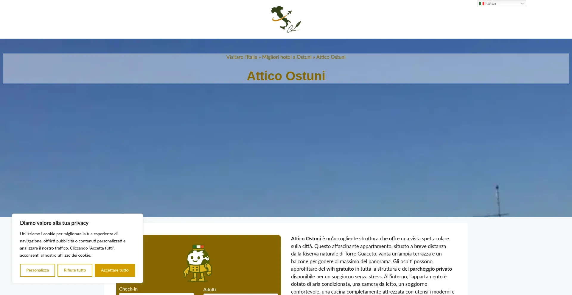 Website screenshot of Attico-ostuni.dreaminginrome.com