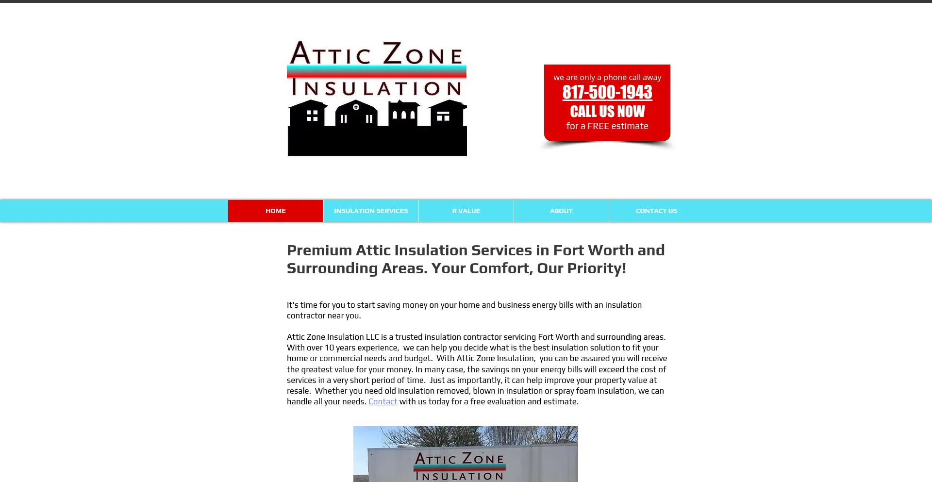 Website screenshot of Atticzoneinsulation.com