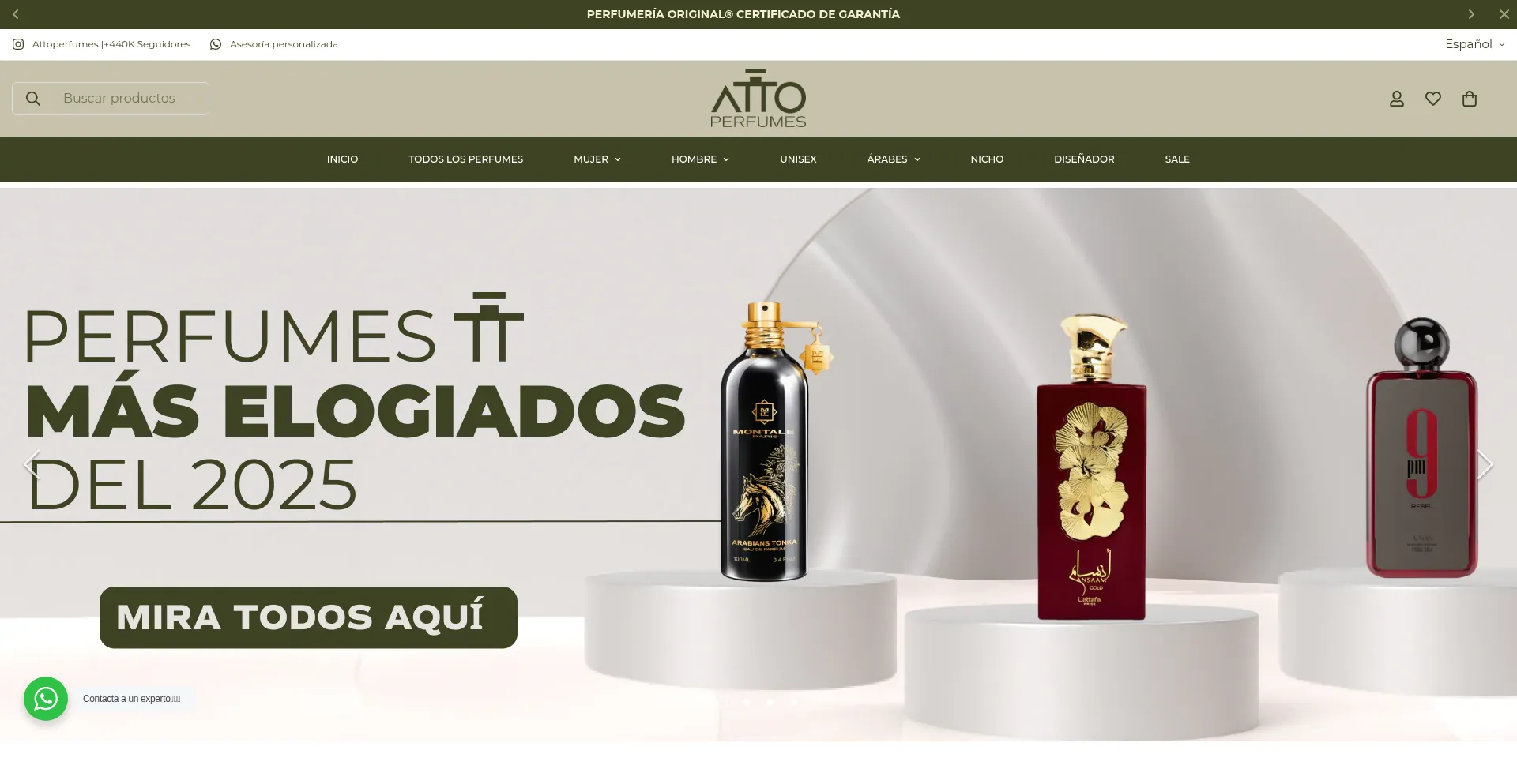 Website screenshot of Attoperfumes.com.co