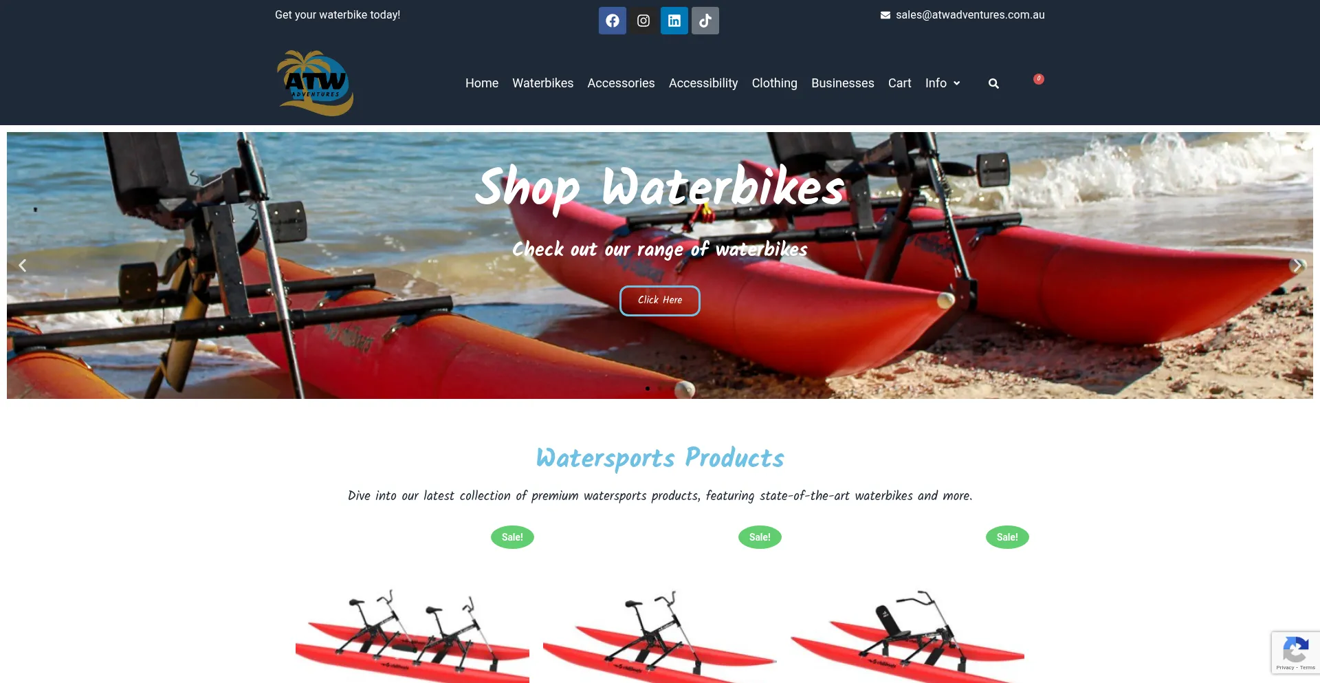 Website screenshot of Atwadventures.com.au