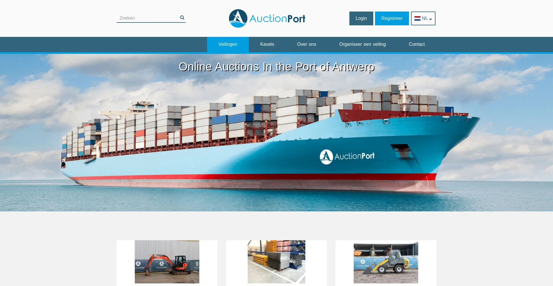 Website screenshot of Auctionport.be