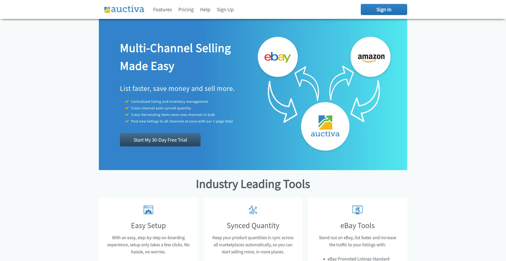 Website screenshot of Auctiva.com