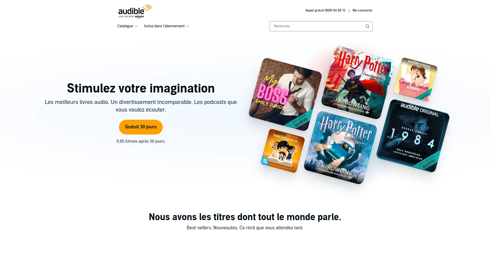 Website screenshot of Audible.fr