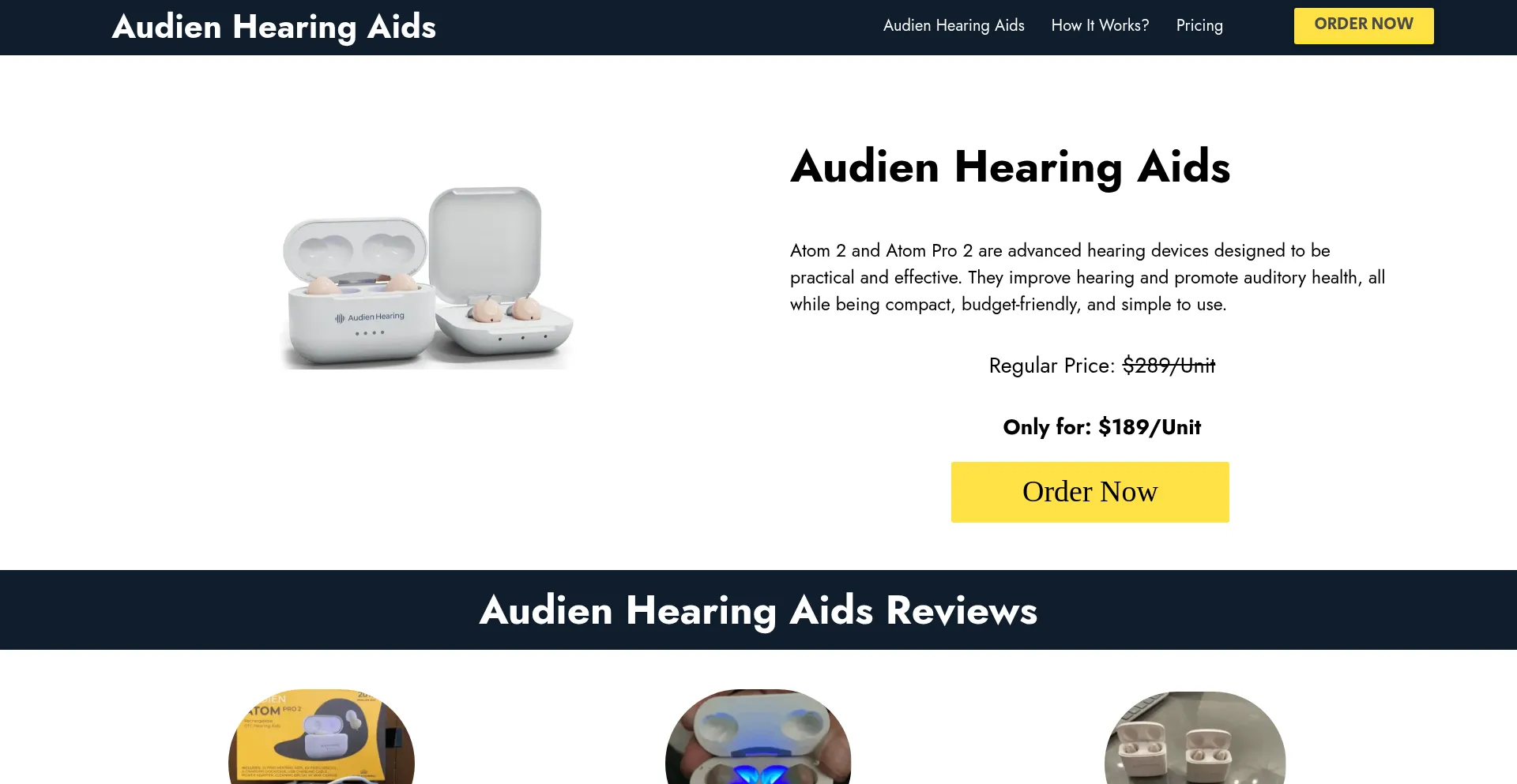 Website screenshot of Audien-atomm.com