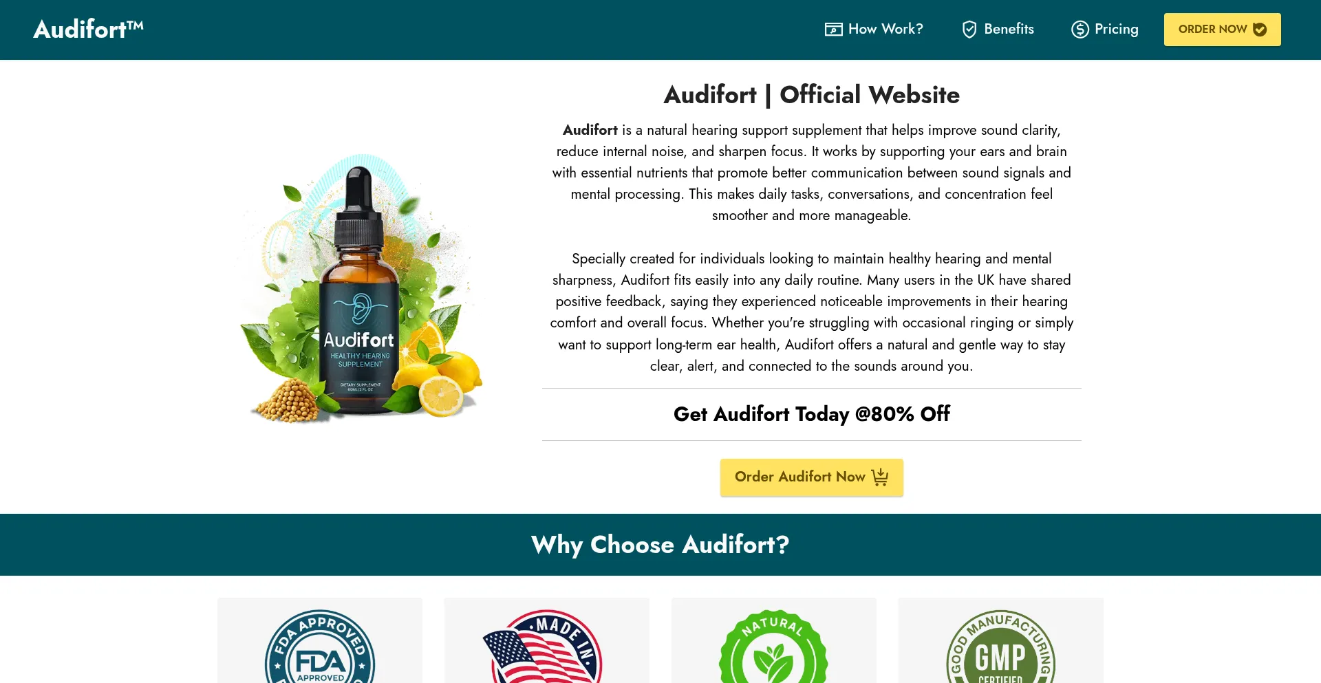 Website screenshot of Audifort.uk