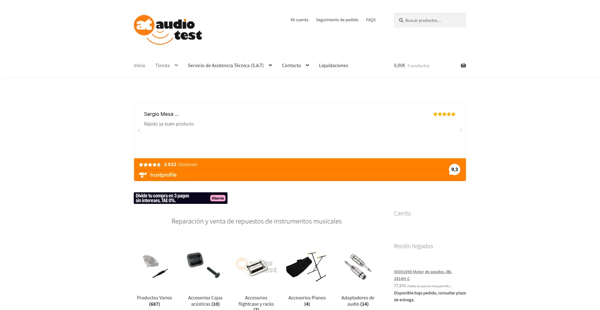 Website screenshot of Audiotestserviciotecnico.com