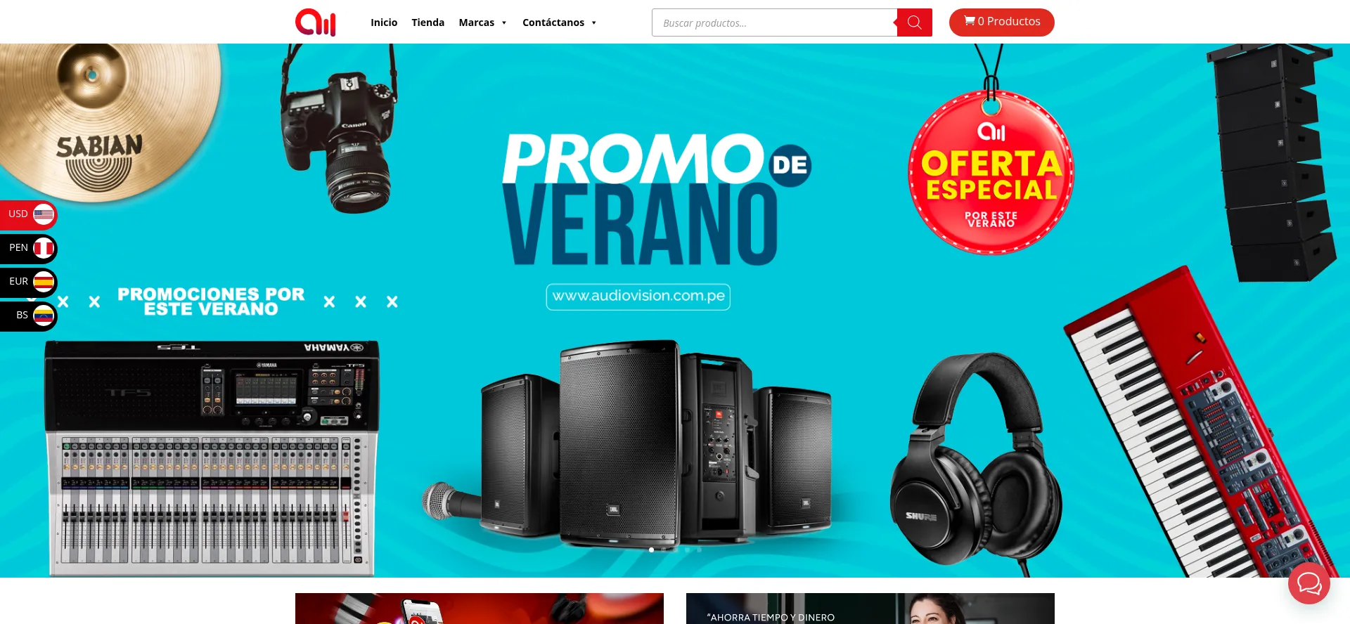 Website screenshot of Audiovision.com.pe