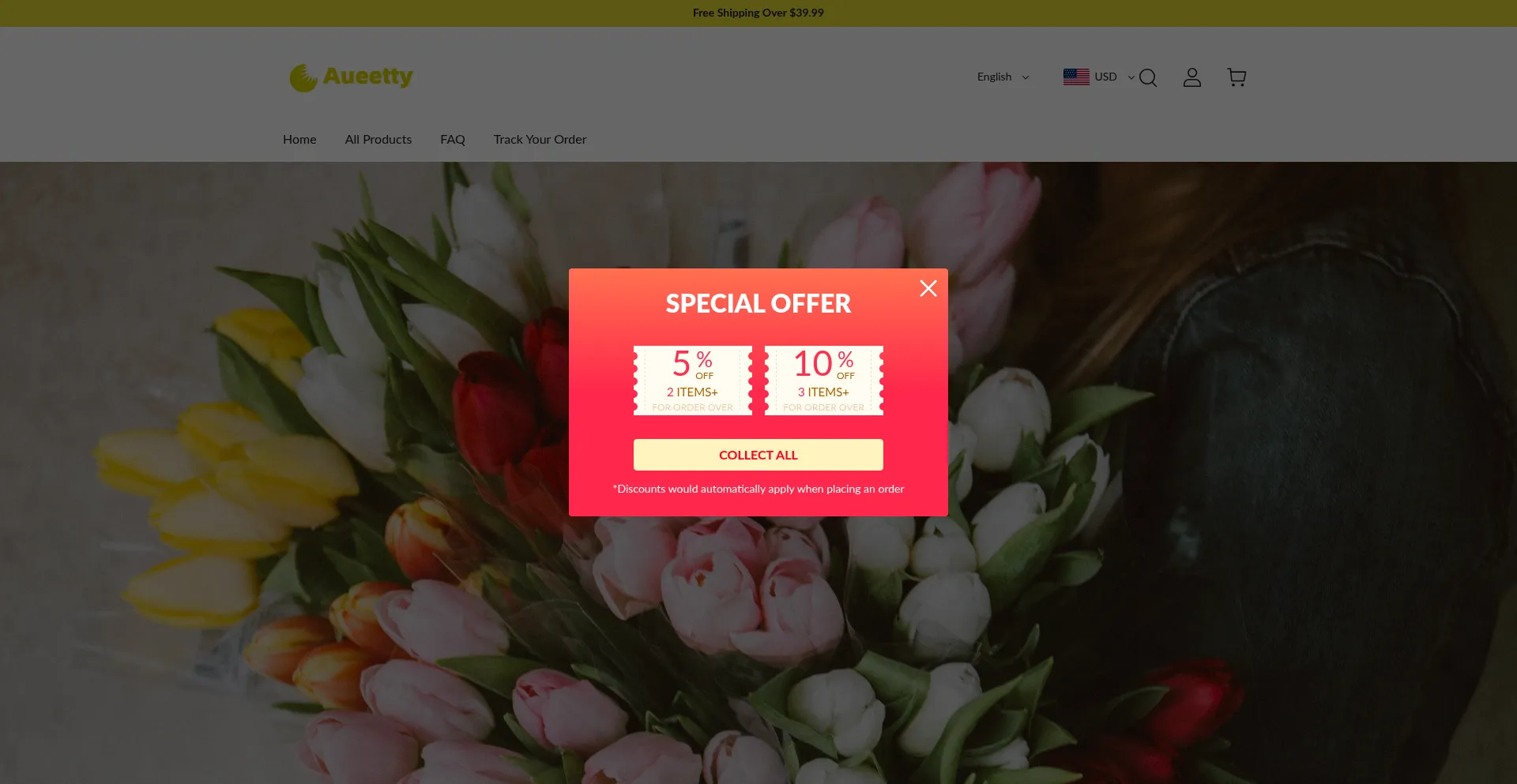Website screenshot of Aueetty.com
