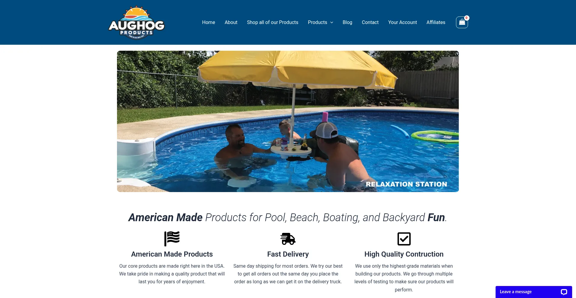 Website screenshot of Aughog.com