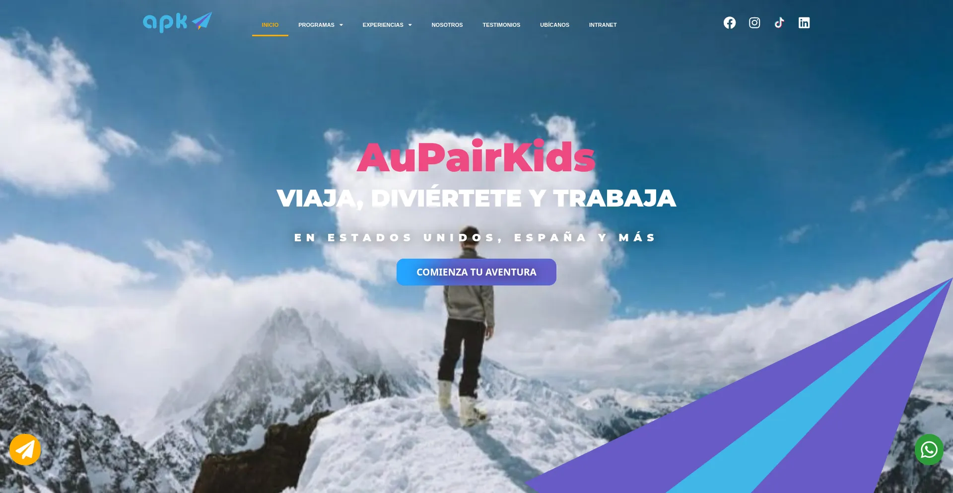 Website screenshot of Aupairkids.com.pe