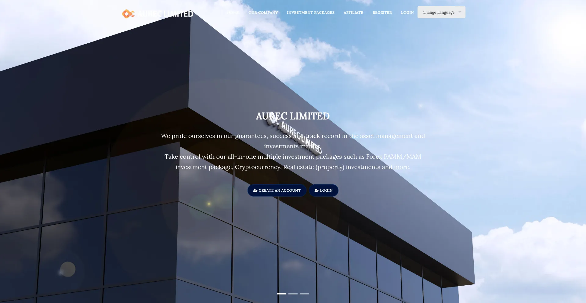 Website screenshot of Aureclimited.org