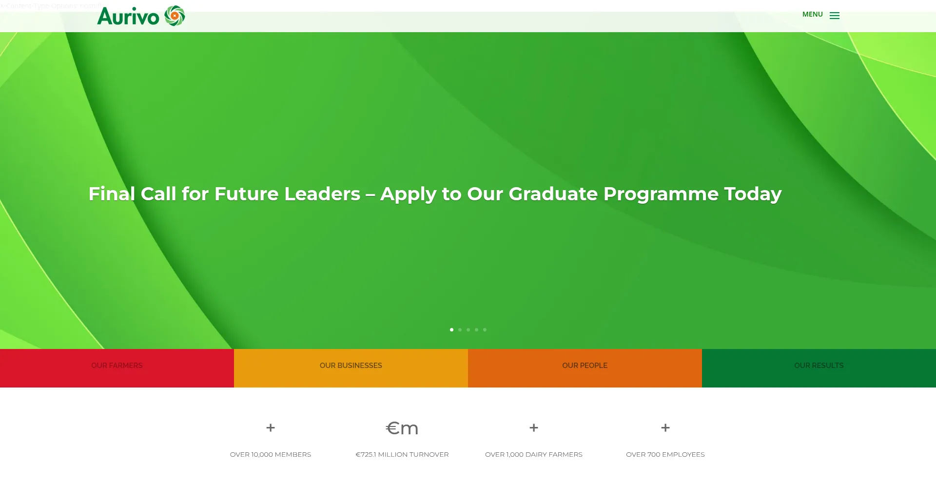 Website screenshot of Aurivo.ie