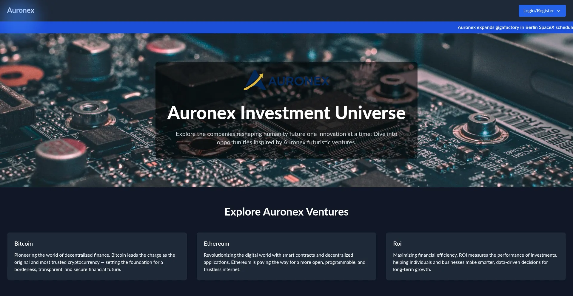 Website screenshot of Auronex.org