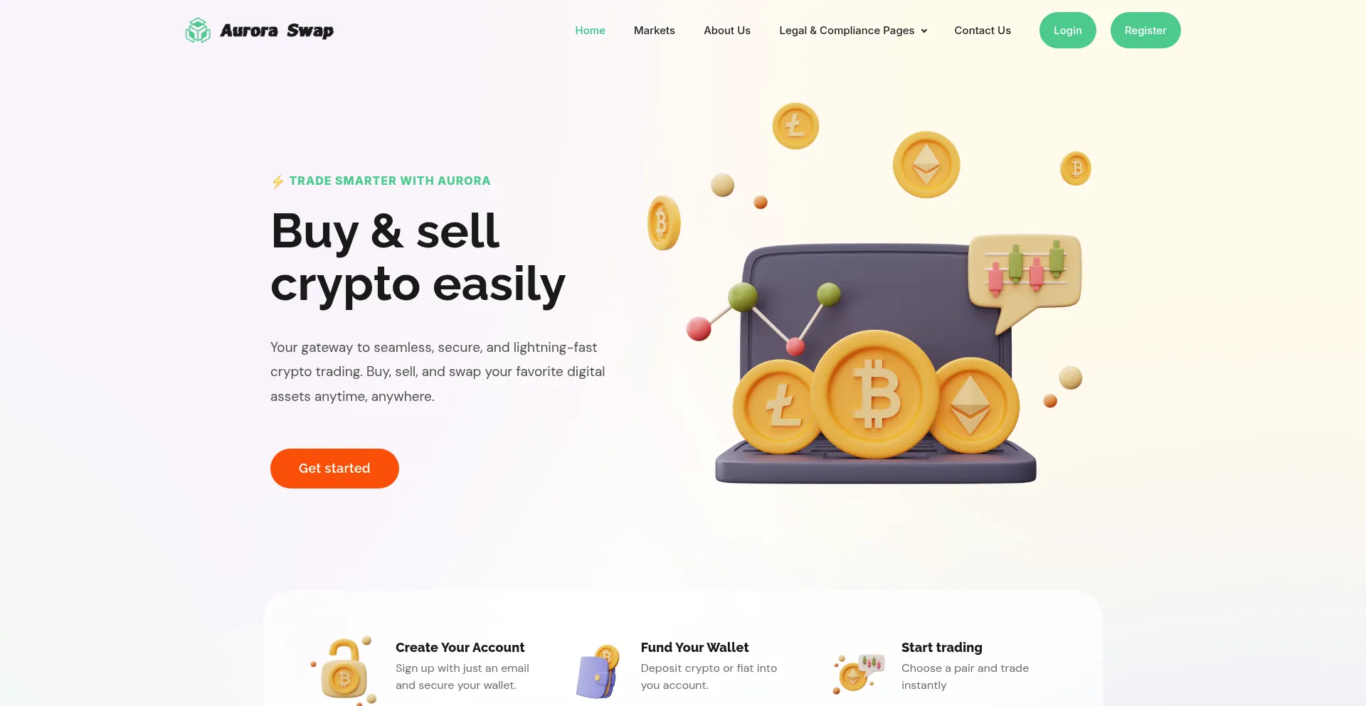 Website screenshot of Aurora-swap.com