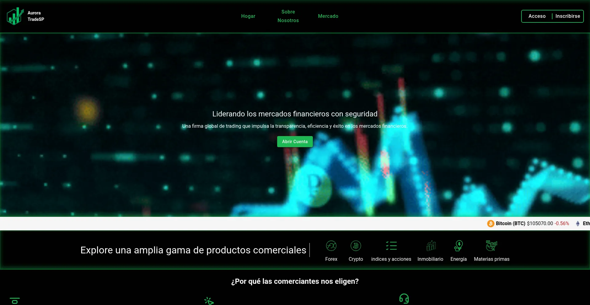 Website screenshot of Auroratradesp.com