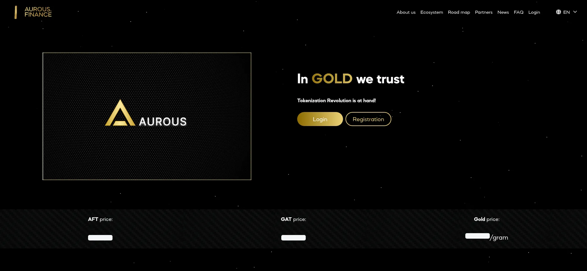 Website screenshot of Aurous.finance