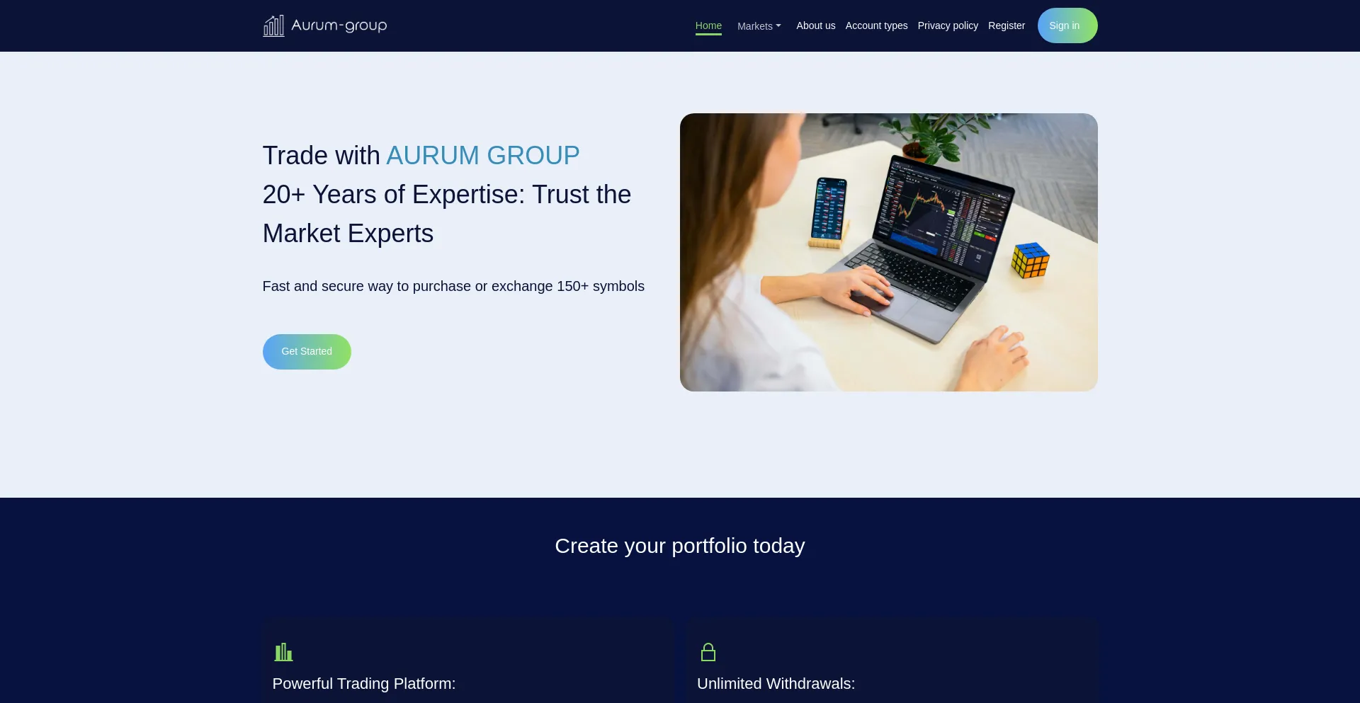 Website screenshot of Aurum-group.co