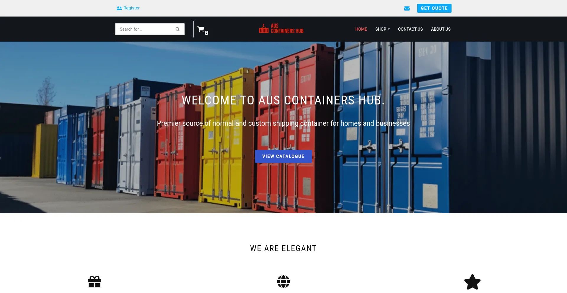 Website screenshot of Auscontainershub.com