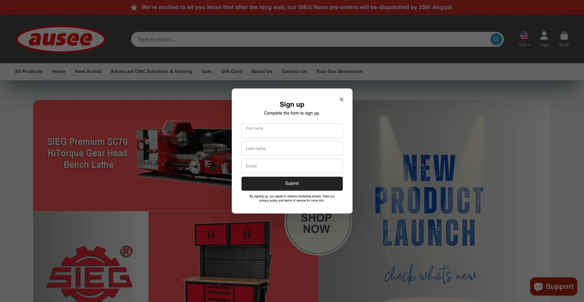 Website screenshot of Ausee.com.au