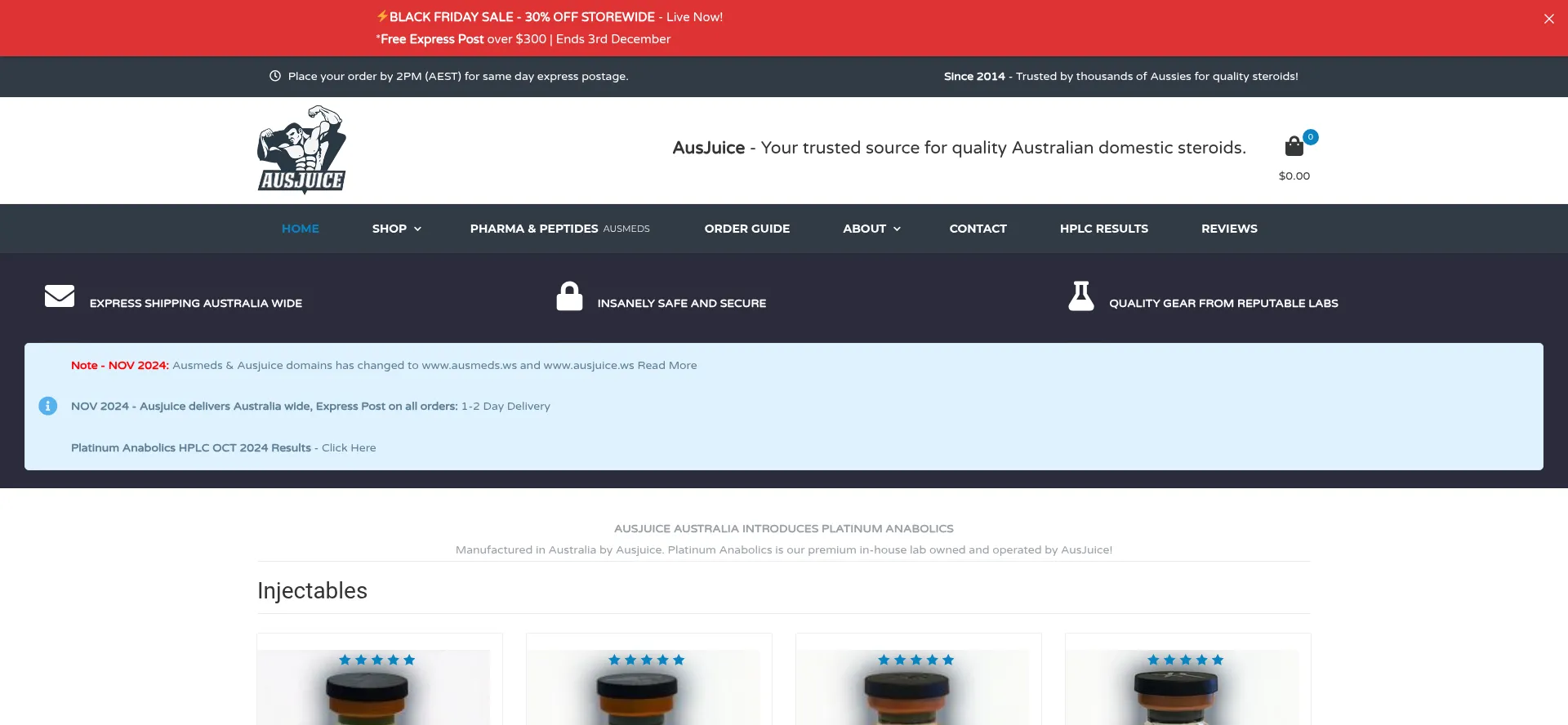 Website screenshot of Ausjuice.ws
