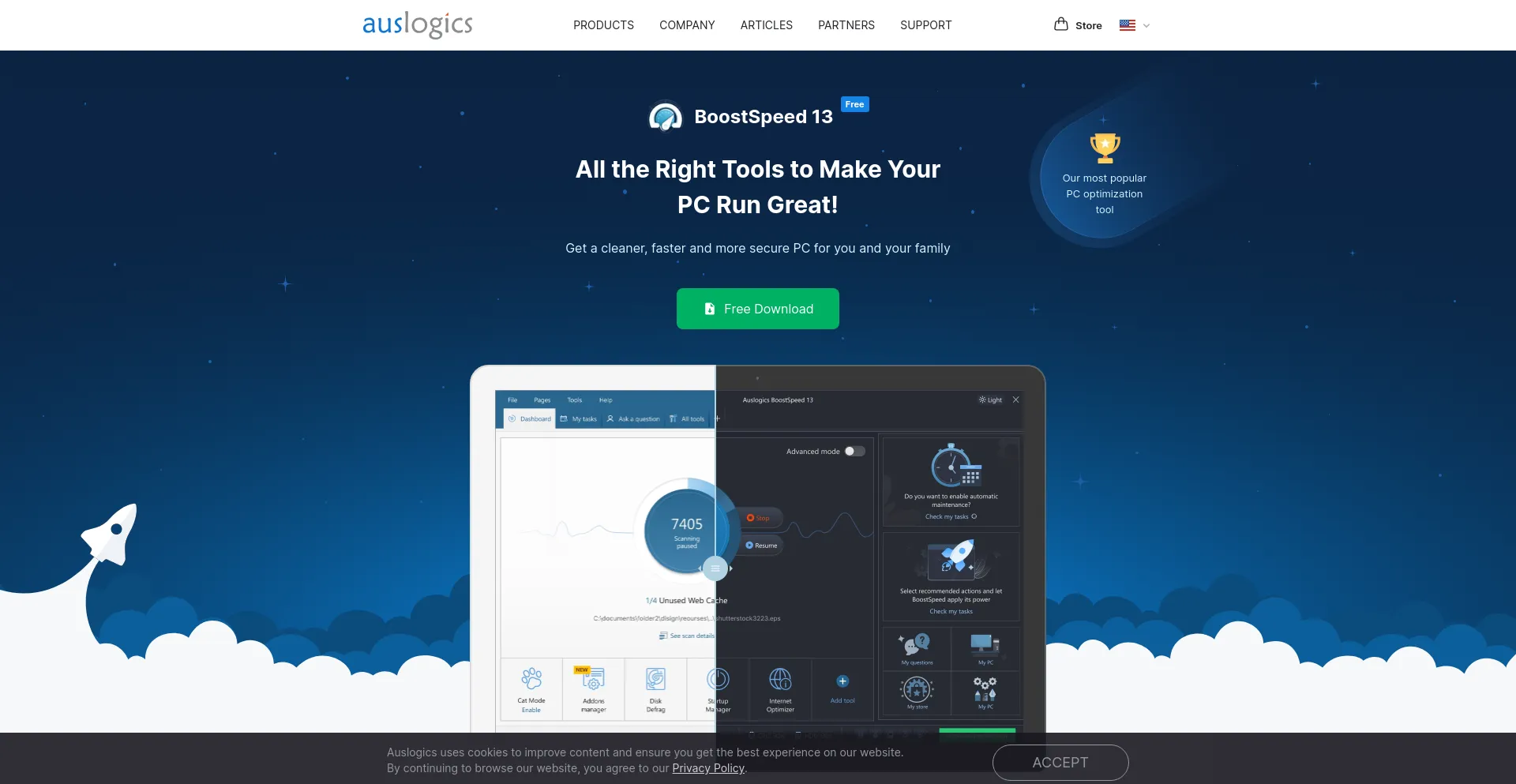 Website screenshot of Auslogics.com