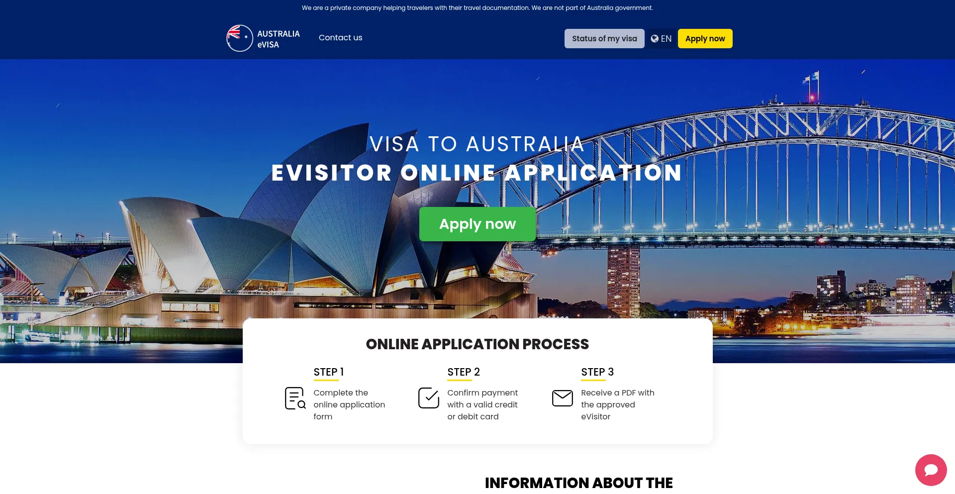 Website screenshot of Australia-visas.org