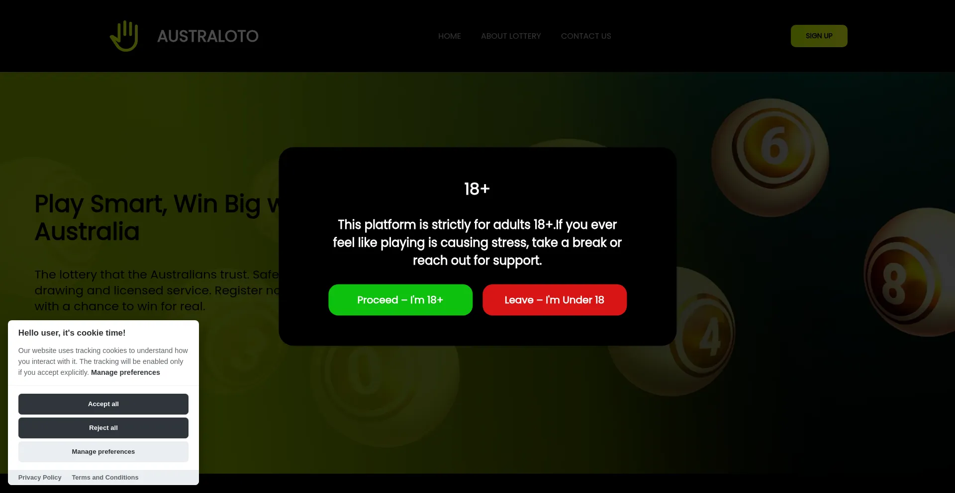 Website screenshot of Australoto.com