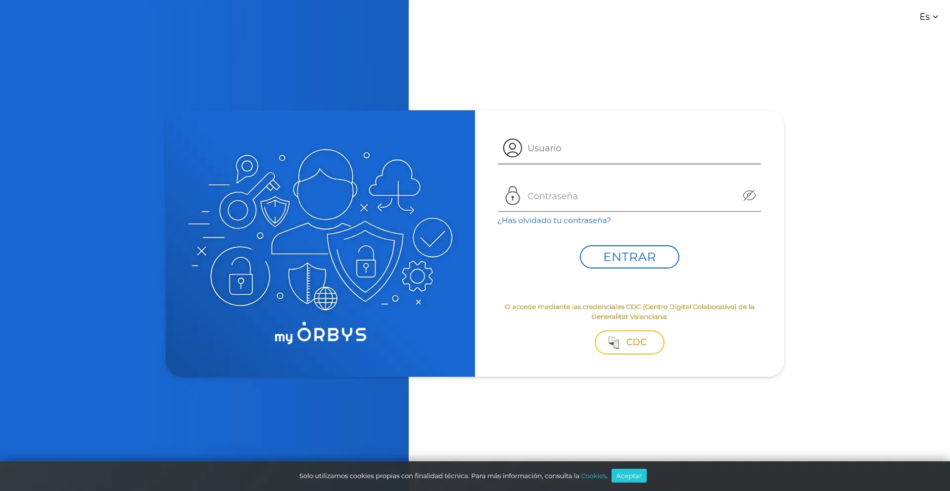 Website screenshot of Auth.orbys.eu