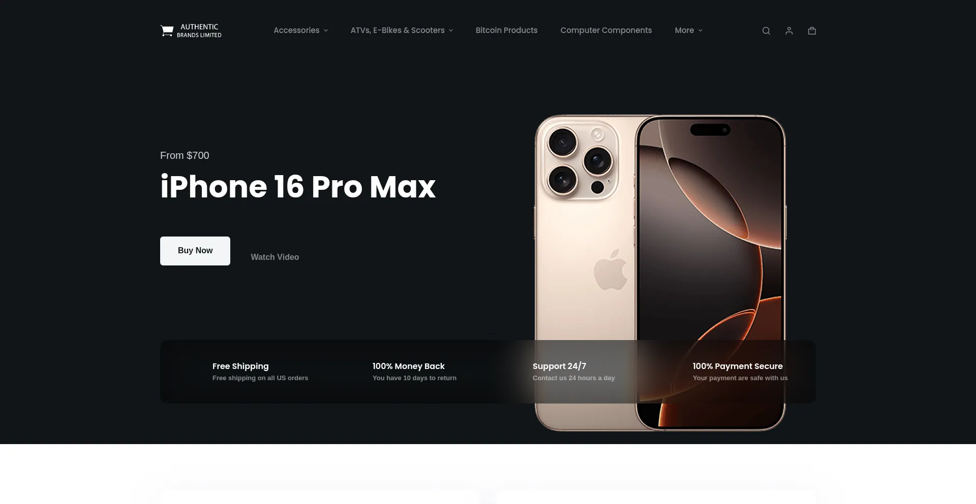 Website screenshot of Authenticbrandsltd.com